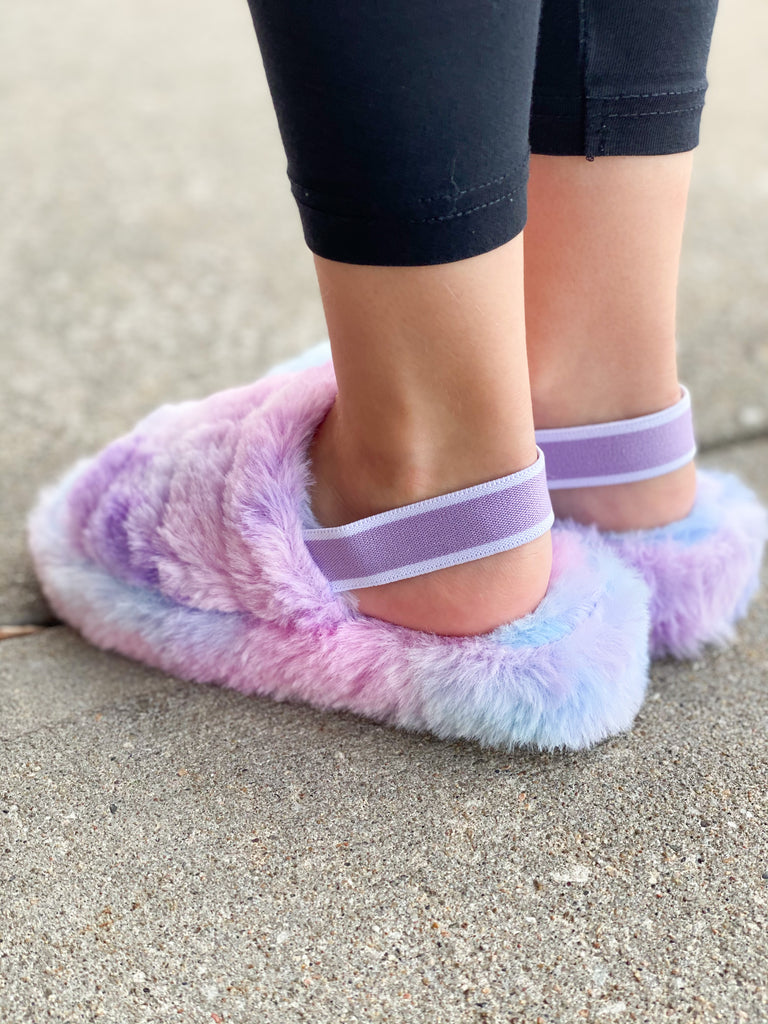 Tie dye Fur slippers - TLC Casuals
