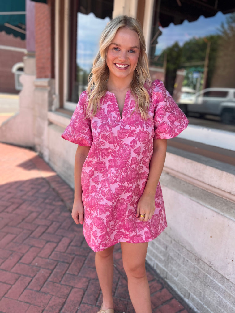 PINK FLORAL SHIFT DRESS