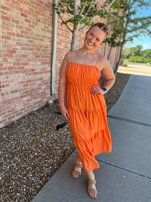 ORANGE YOU GLAD MIDI DRESS