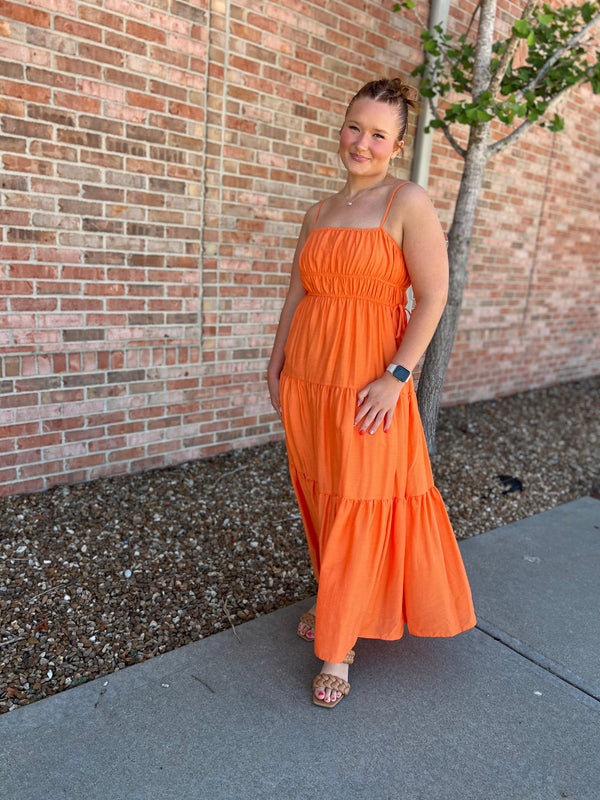 ORANGE YOU GLAD MIDI DRESS