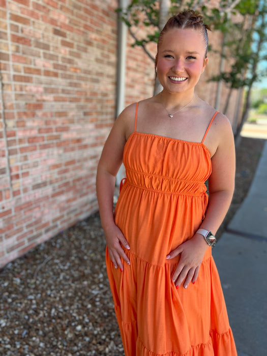 ORANGE YOU GLAD MIDI DRESS