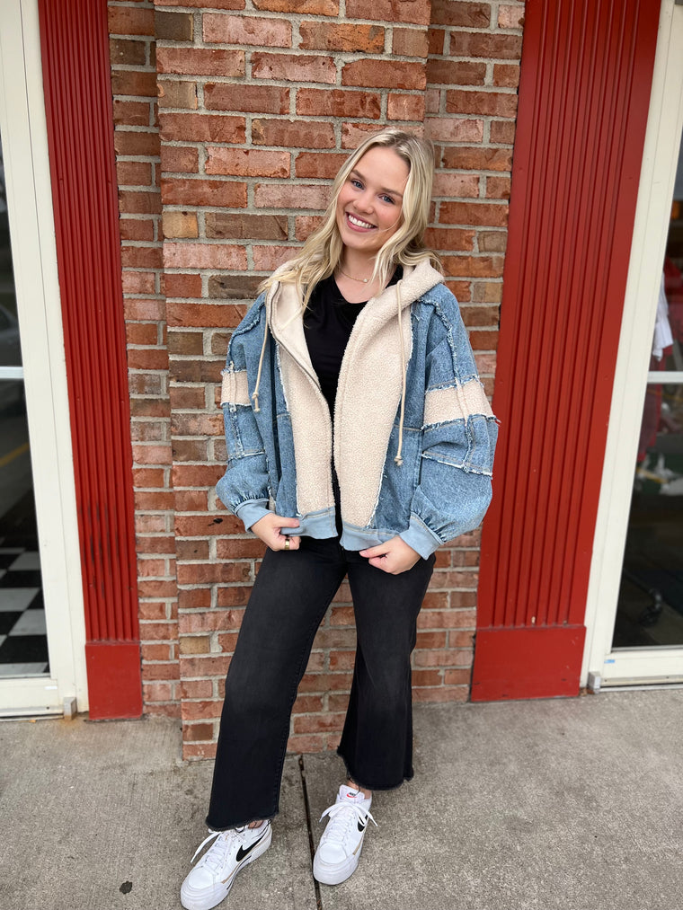 DENIM AND FLEECE JACKET