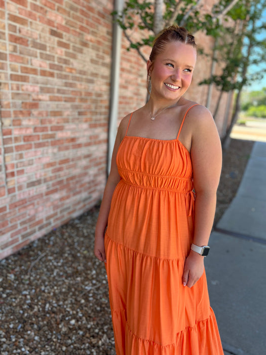 ORANGE YOU GLAD MIDI DRESS