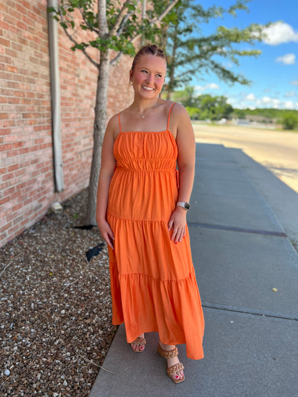 ORANGE YOU GLAD MIDI DRESS