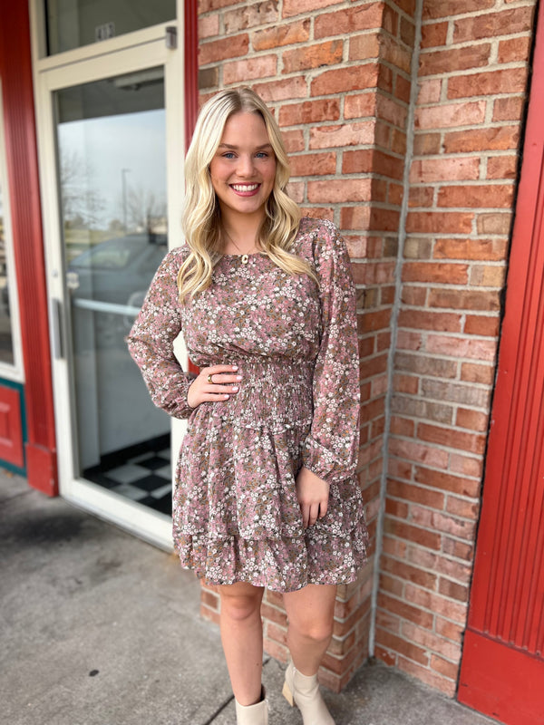 MIXED MAUVE FLORAL DRESS