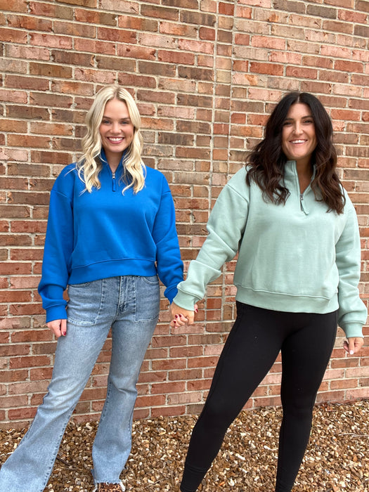 HALF ZIP FLEECE SWEATSHIRT- 4 COLORS