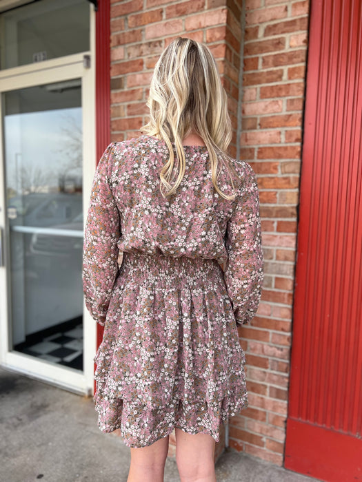 MIXED MAUVE FLORAL DRESS