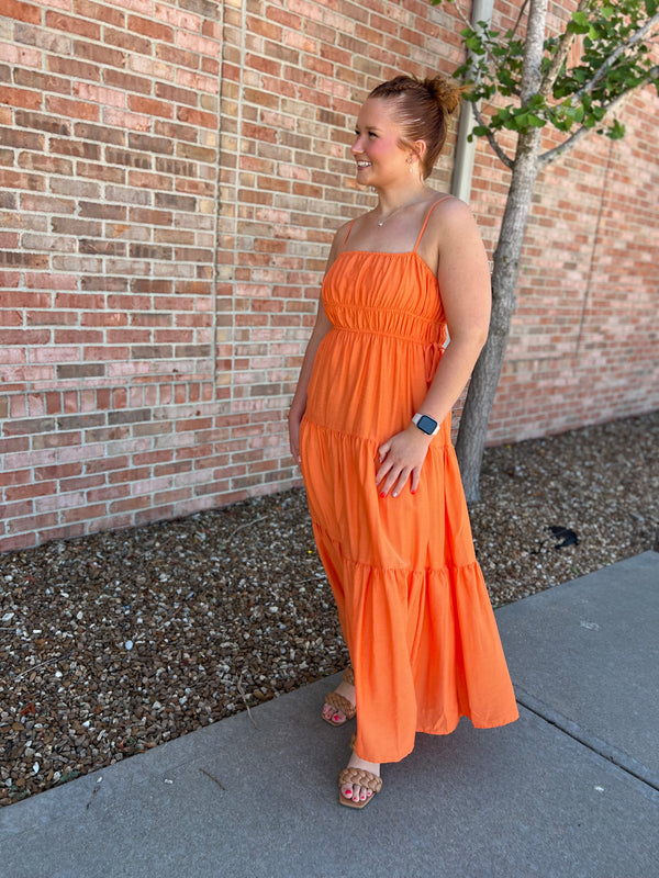 ORANGE YOU GLAD MIDI DRESS