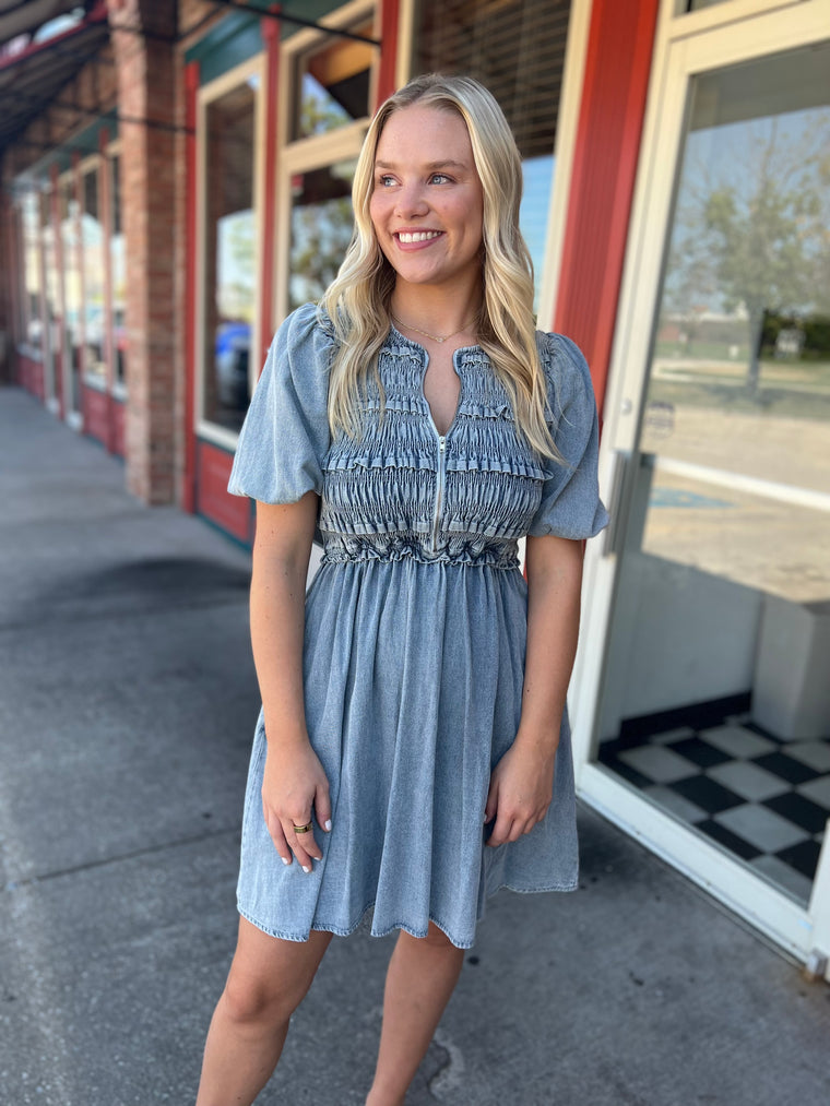 ZIP IT UP DENIM DRESS