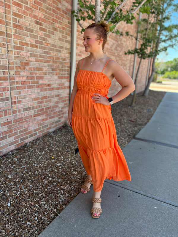 ORANGE YOU GLAD MIDI DRESS