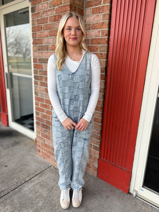 VINTAGE WASH CHECKERED OVERALLS