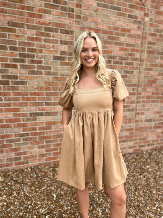 CORDUROY BABYDOLL DRESS- 2 COLORS