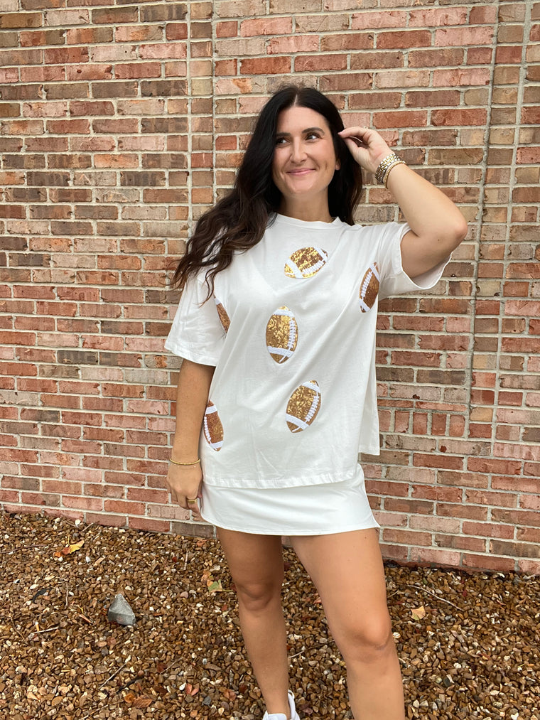 SEQUIN FOOTBALL TEE