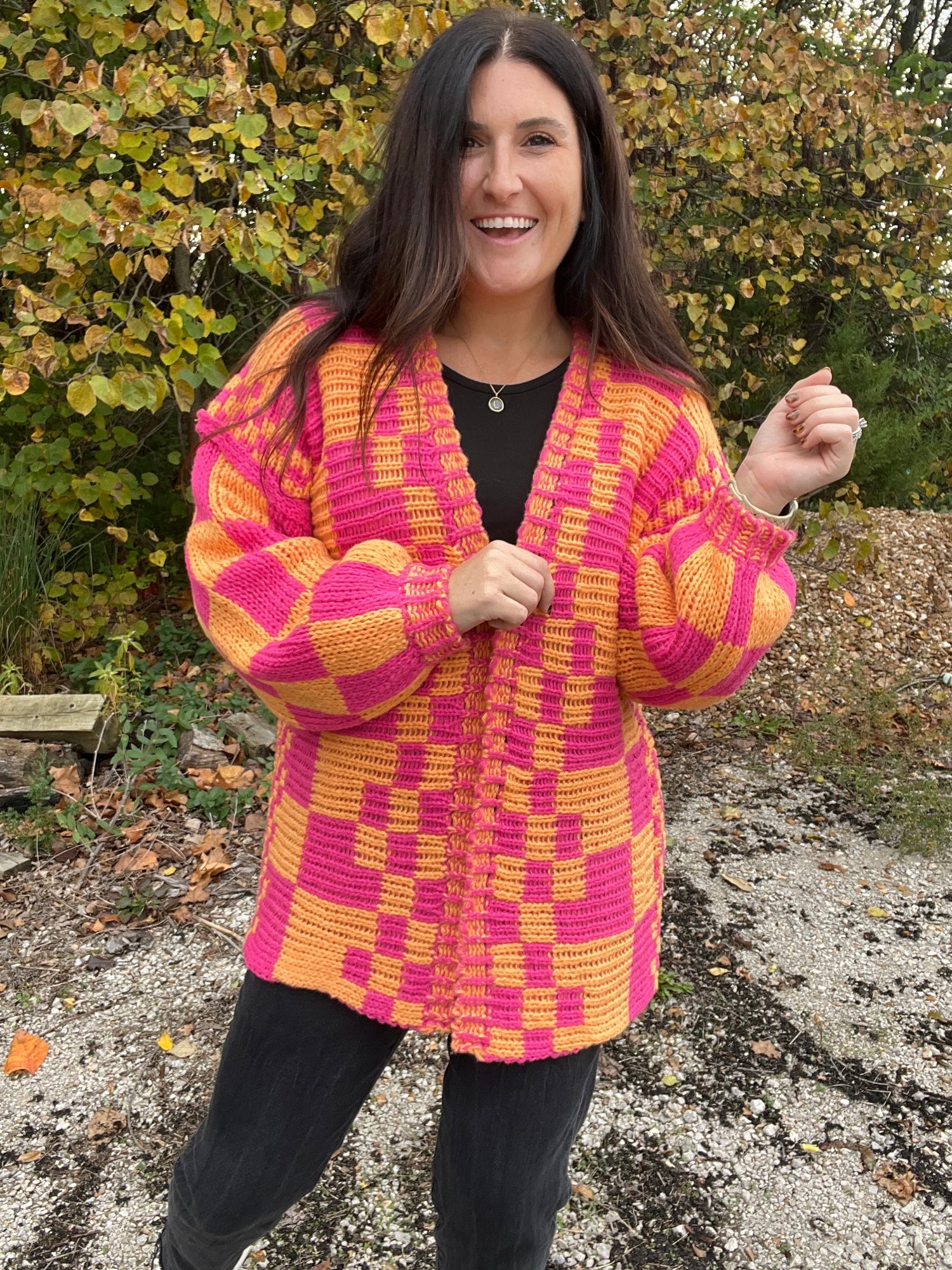 CHECKERED BROWN CARDIGAN – Crave Boutique