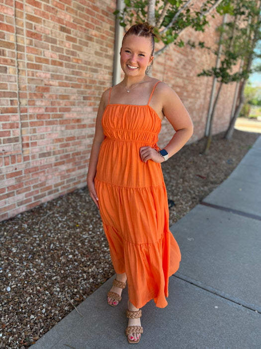 ORANGE YOU GLAD MIDI DRESS