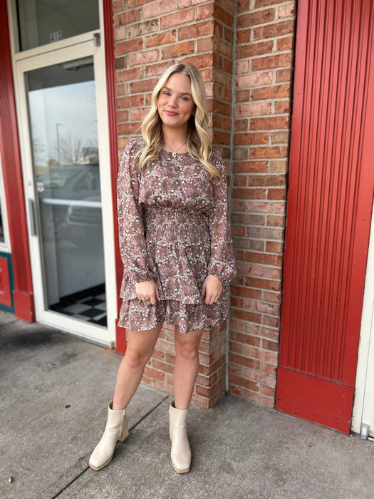 MIXED MAUVE FLORAL DRESS