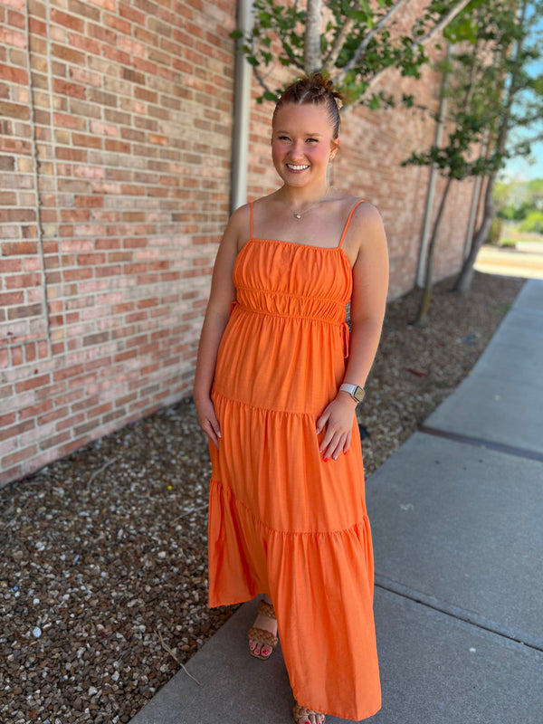 ORANGE YOU GLAD MIDI DRESS