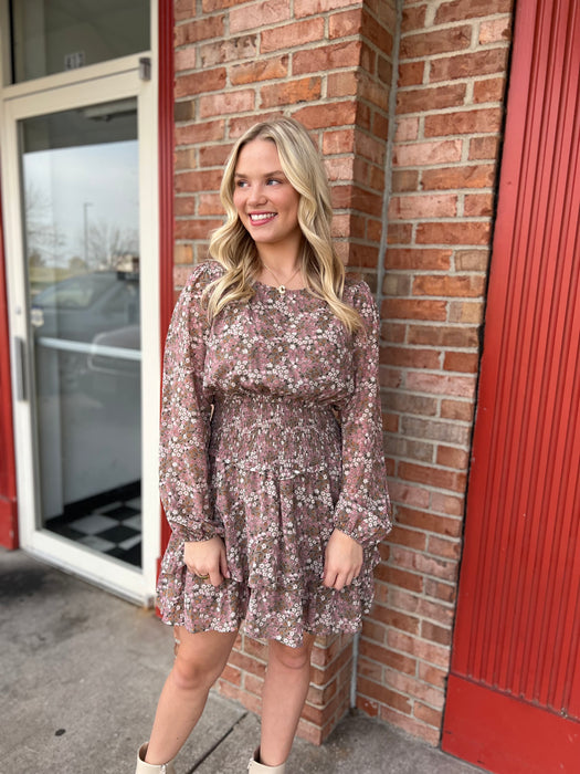 MIXED MAUVE FLORAL DRESS