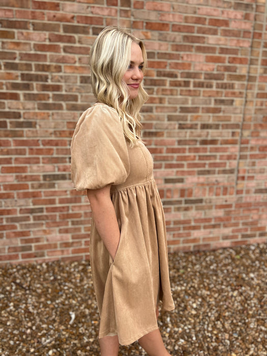 CORDUROY BABYDOLL DRESS- 2 COLORS