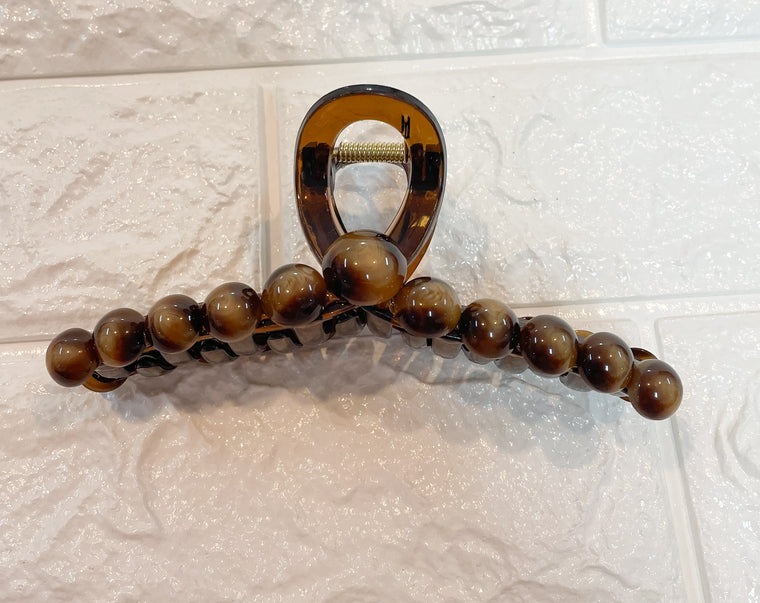 BROWN BEADED CLAW CLIP