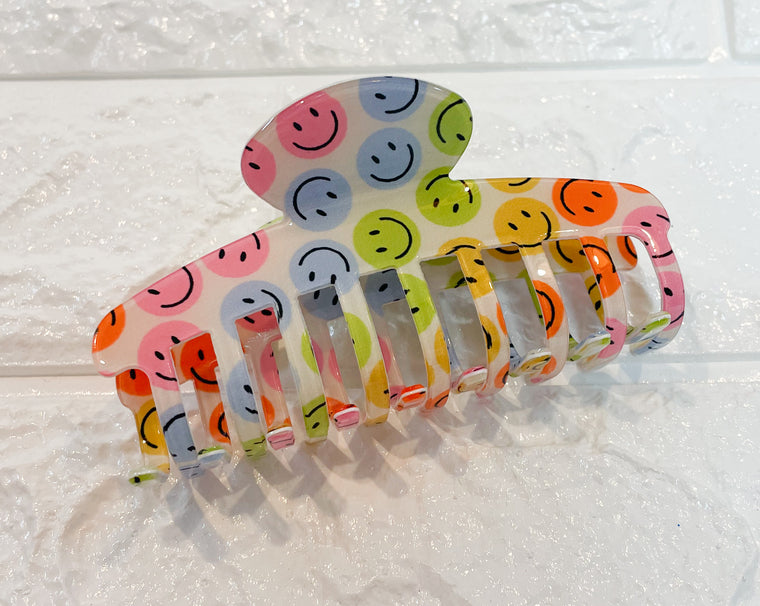 MULTI COLOR SMILEY CLAW CLIP