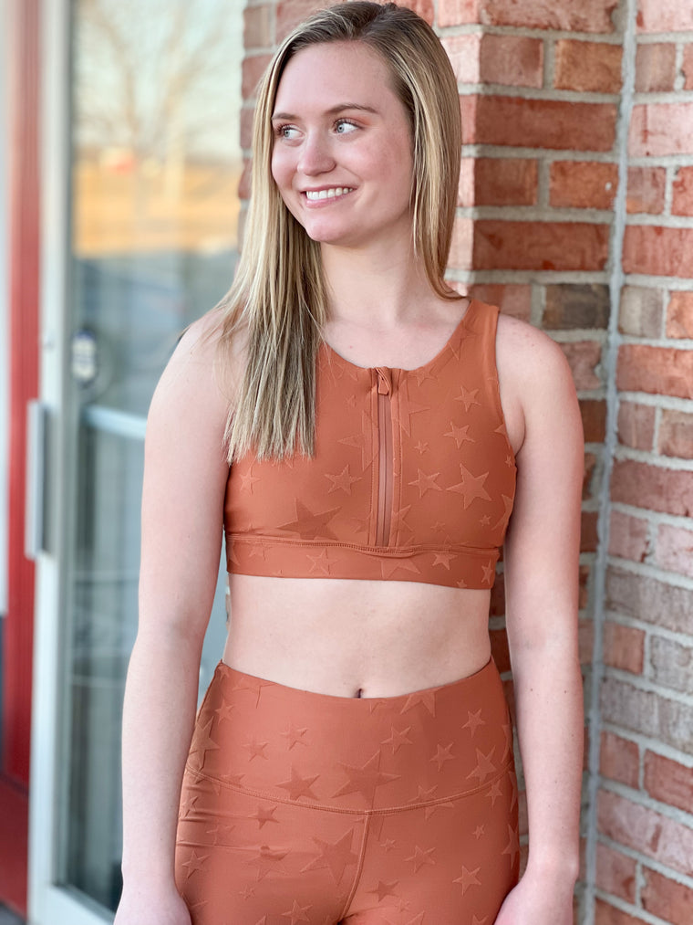 TEXTURED STARS SPORTS BRA- 2 COLORS