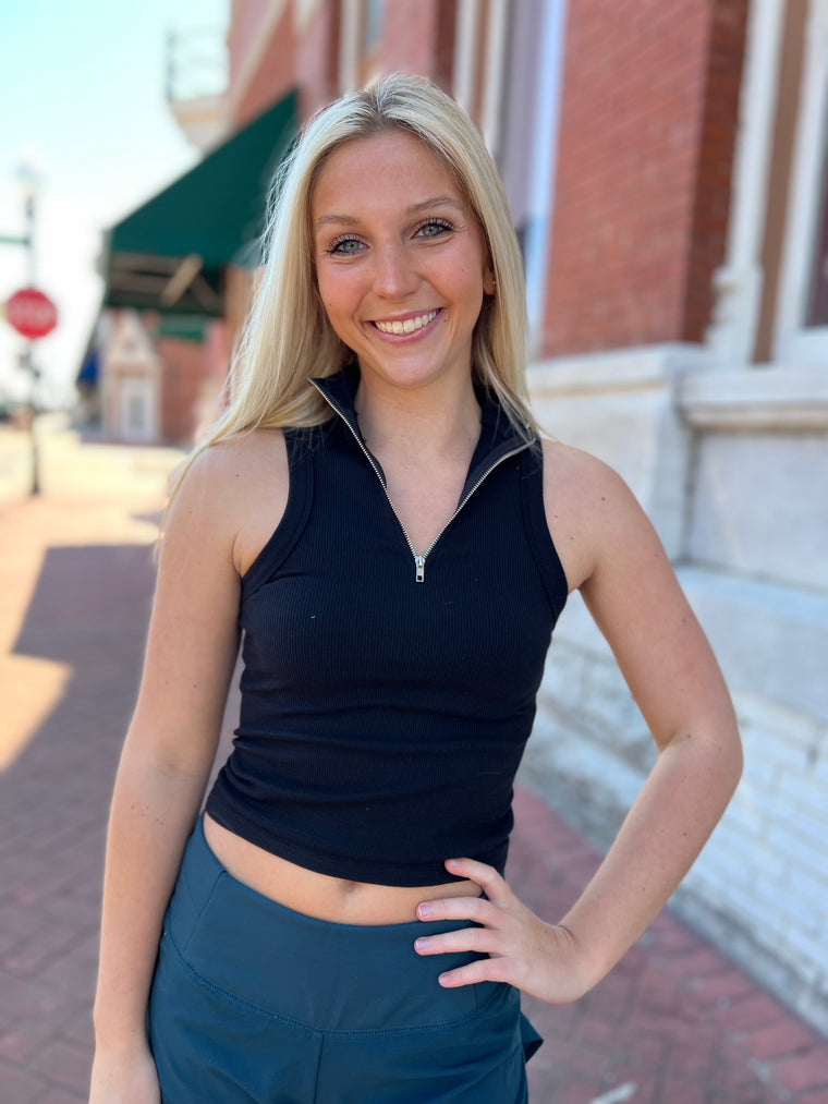 QUARTER ZIP TANK TOP- 3 COLORS